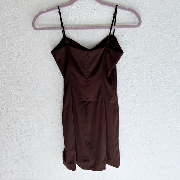 Aritzia Sunday Best Satin Dress Mocha Brown Sz 0 - Picture 3 of 6